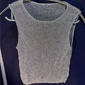 Silver Sleeveless Knit Top